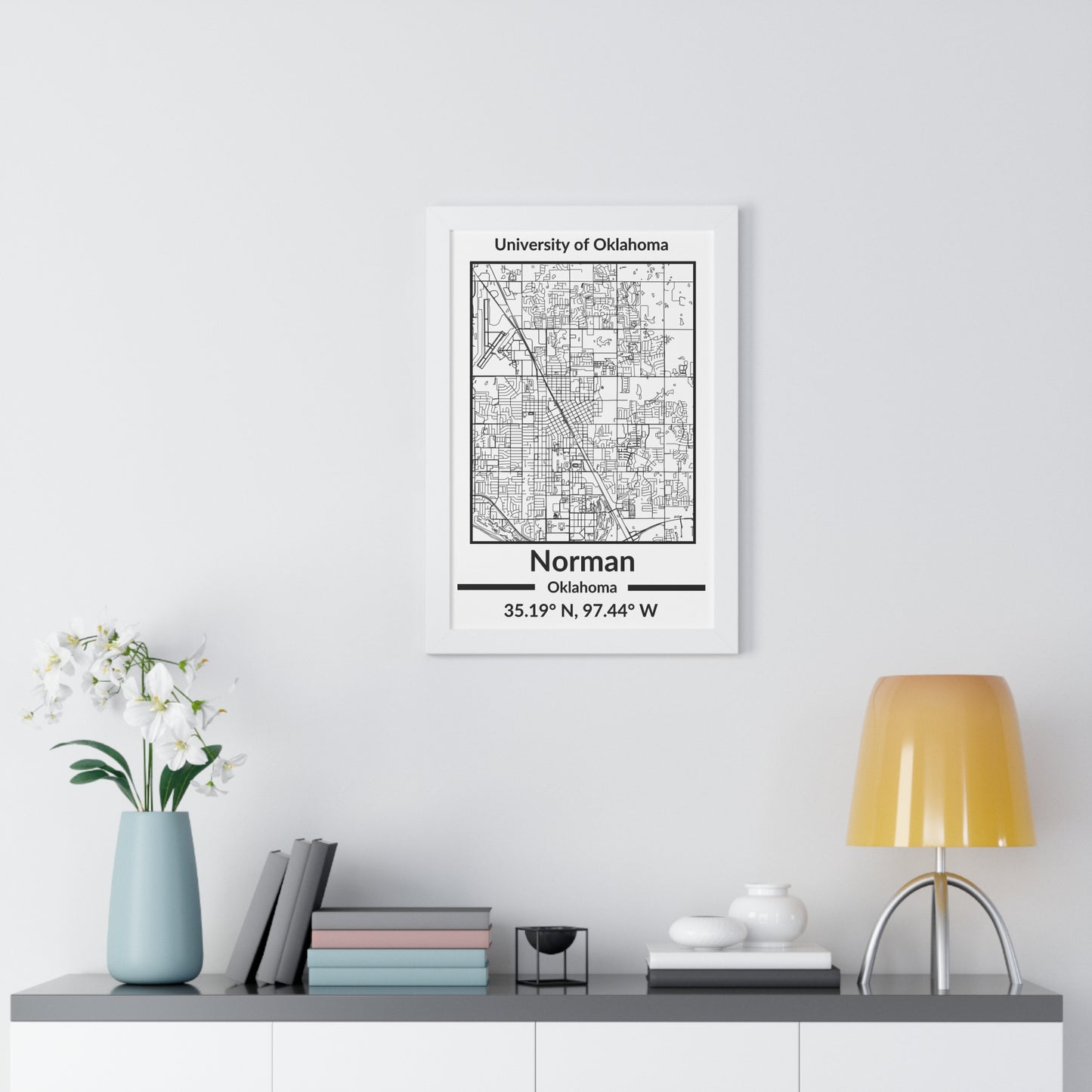 Map of Norman, Oklahoma Poster (Black and White)