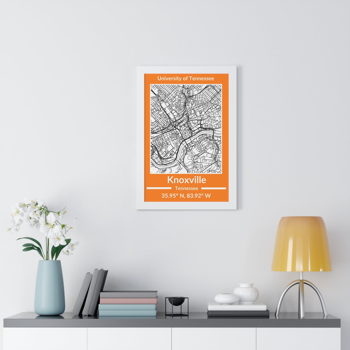 Map of Knoxville, Tennessee Poster (Team Colors)