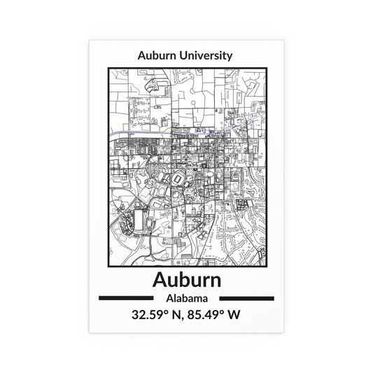 Map of Auburn, Alabama Poster no Frame (Black and White)