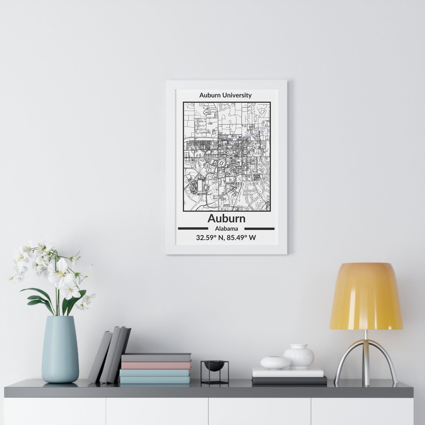 Map of Auburn, Alabama Poster (Black and White)