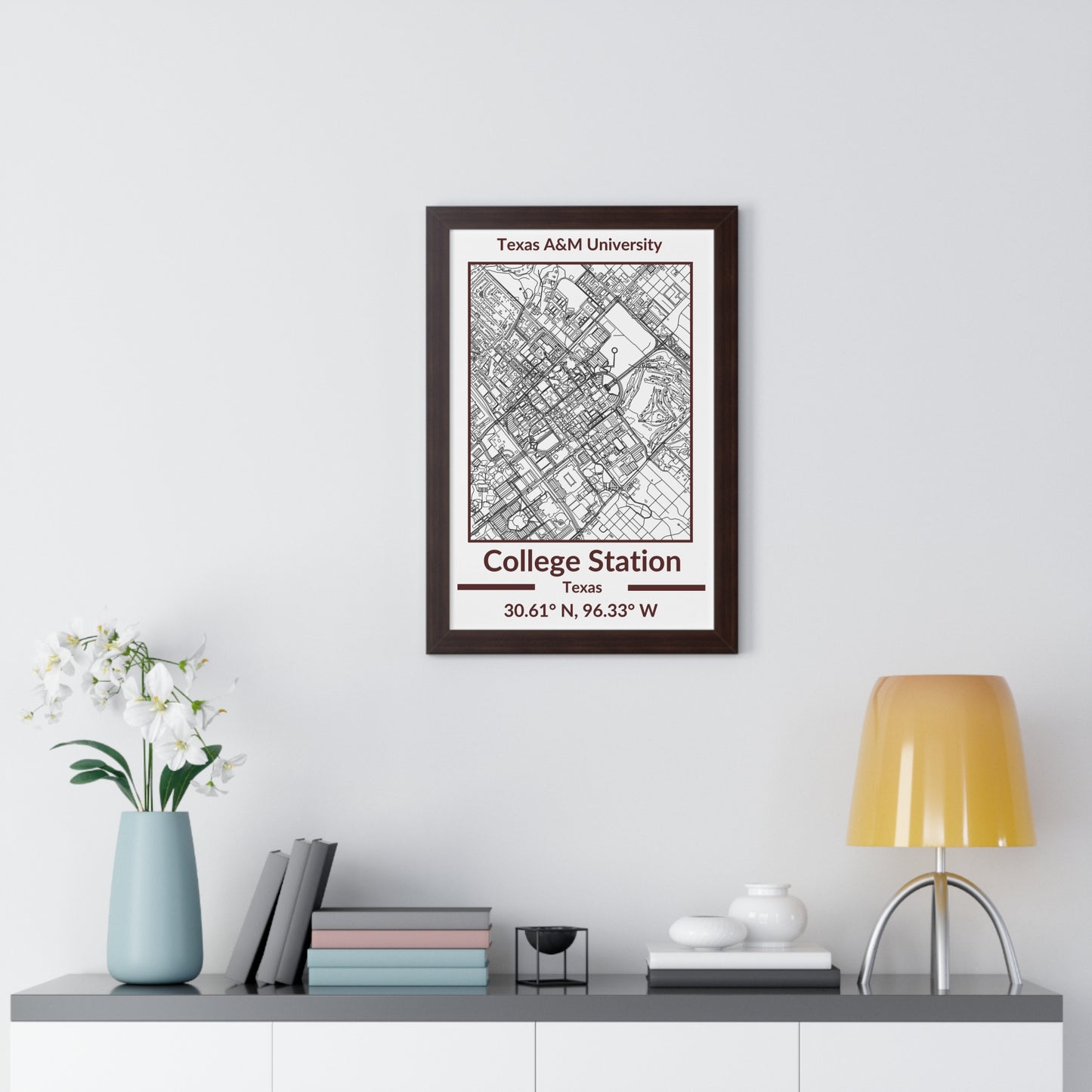 Map of College Station, Texas Poster (Team Colors)