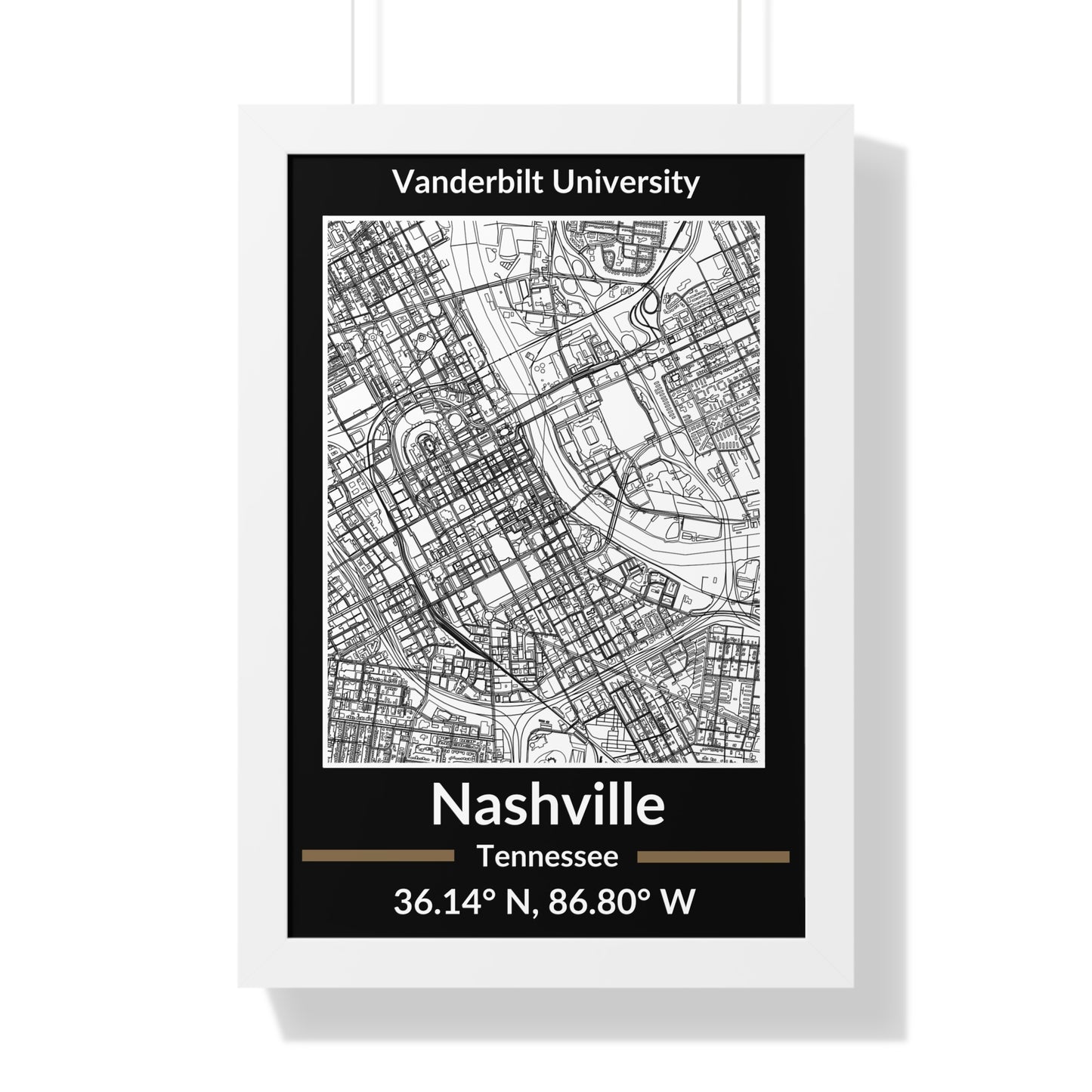 Map of Nashville, Tennessee Poster (Team Colors)