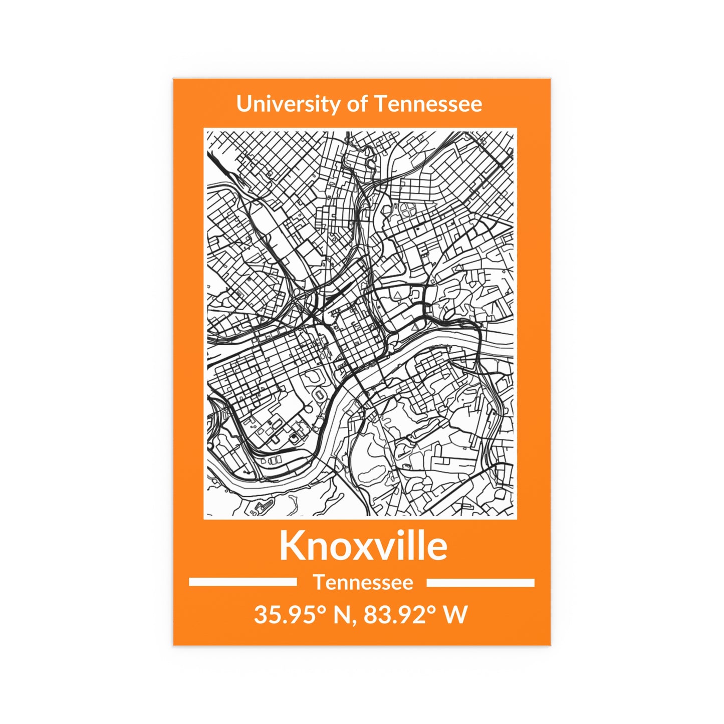 Map of Knoxville, Tennessee Poster no Frame (Team Colors)