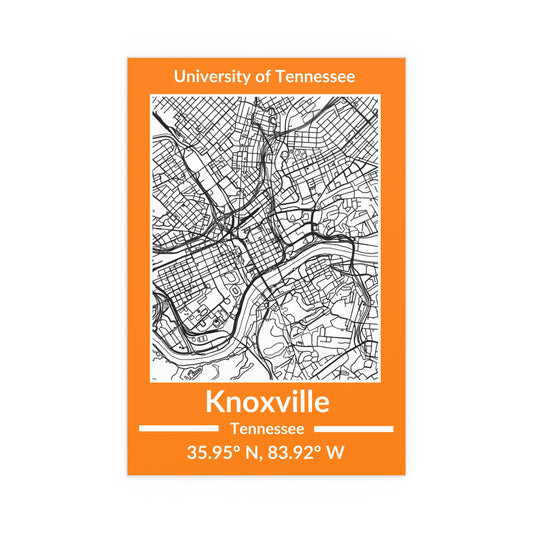 Map of Knoxville, Tennessee Poster no Frame (Team Colors)