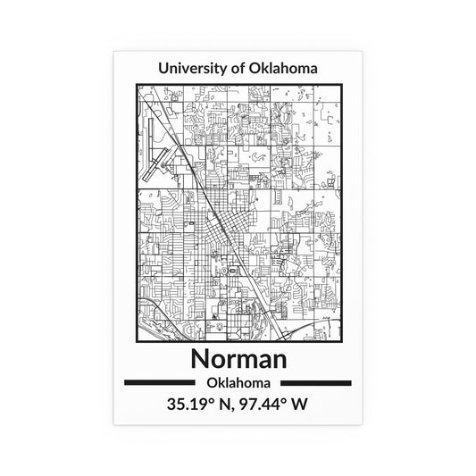 Map of Norman, Oklahoma Poster no Frame (Black and White)