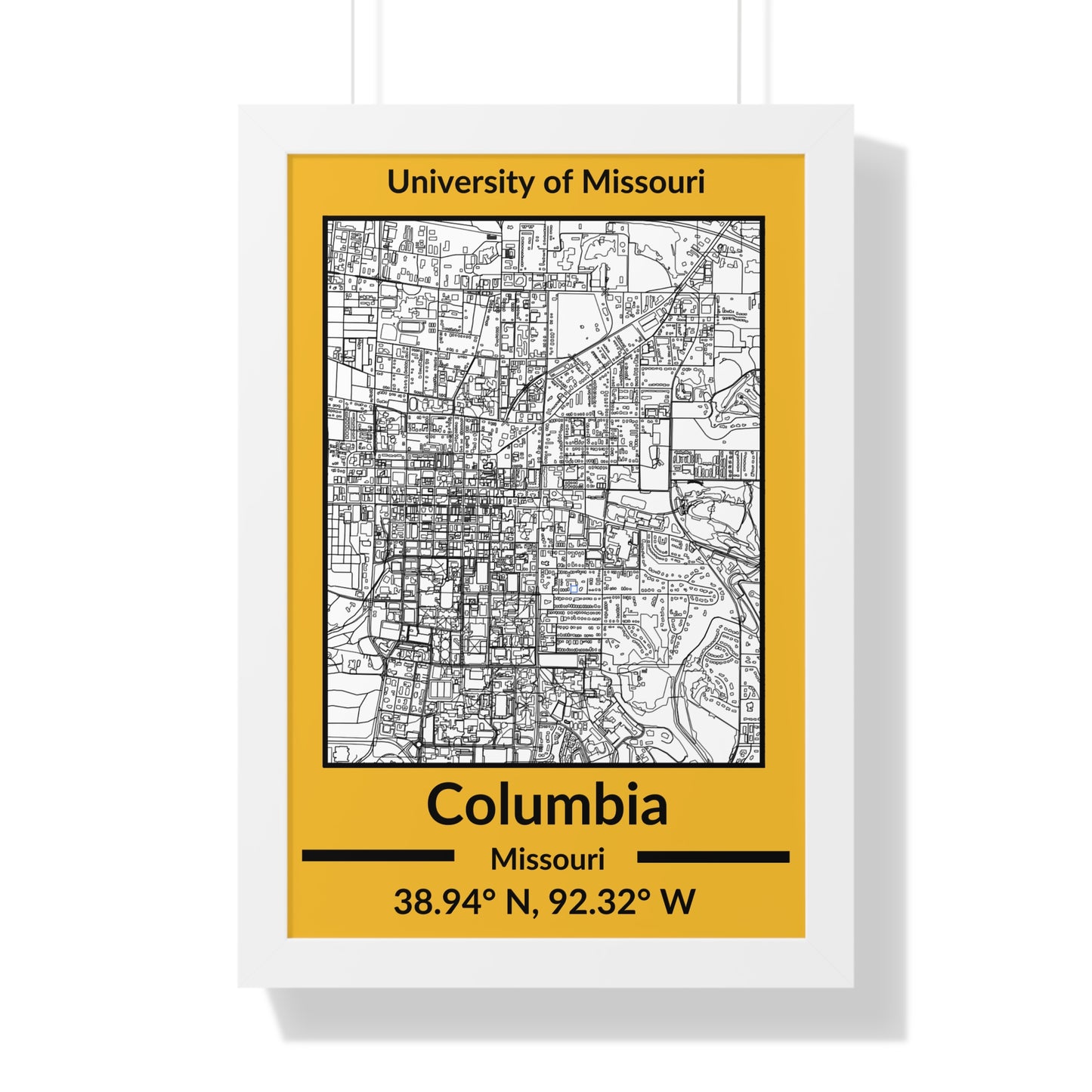 Map of Columbia, Missouri Poster (Team Colors)