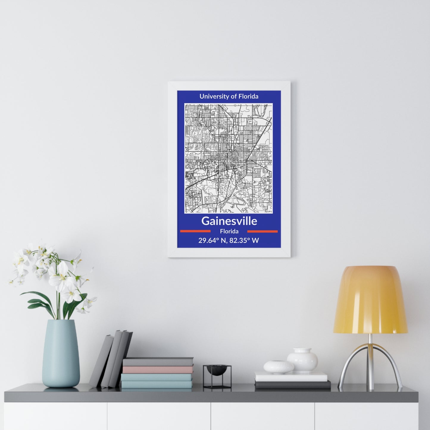 Map of Gainesville, Florida Poster (Black and White)