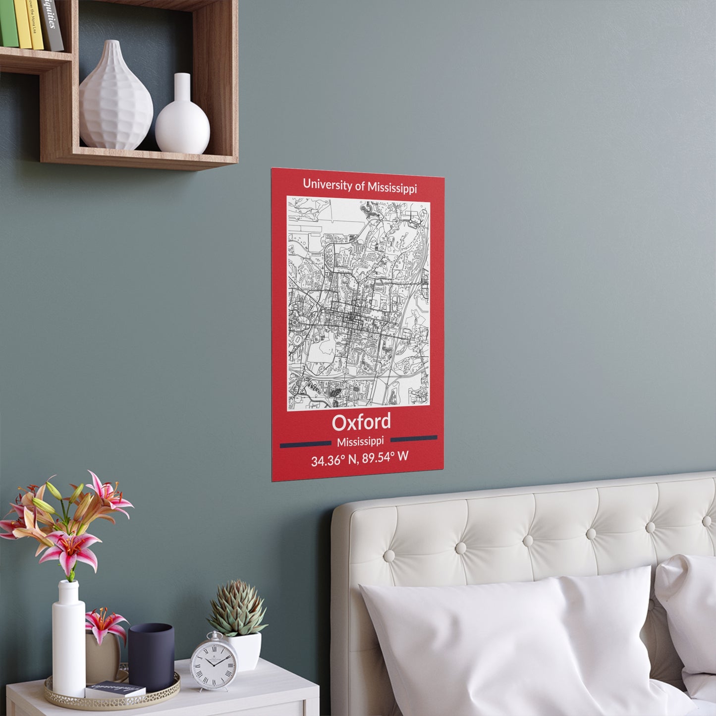 Map of Oxford, Mississippi Poster no Frame (Team Colors)