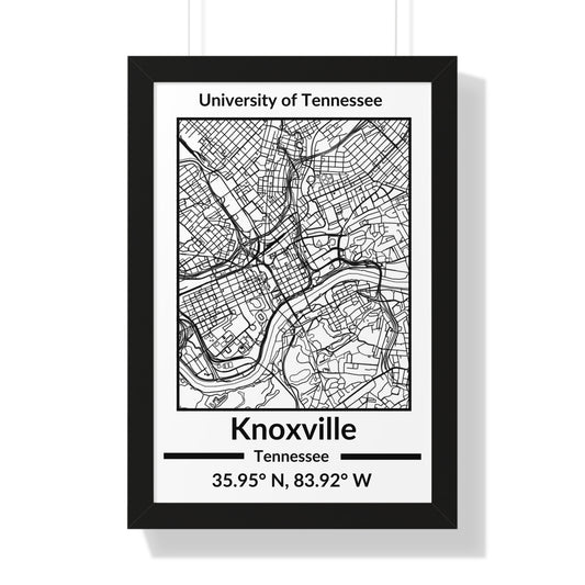 Map of Knoxville, Tennessee Poster (Black and White)