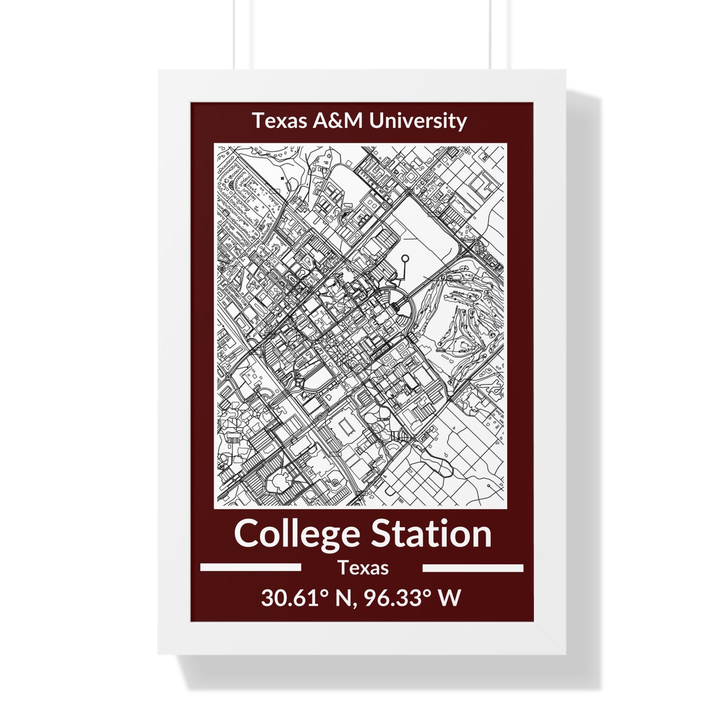 Map of College Station, Texas Poster (Team Colors)