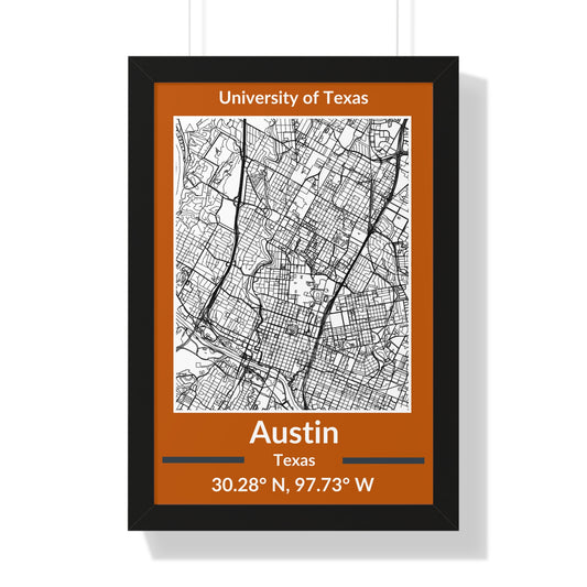 Map of Austin, Texas Poster (Team Colors)