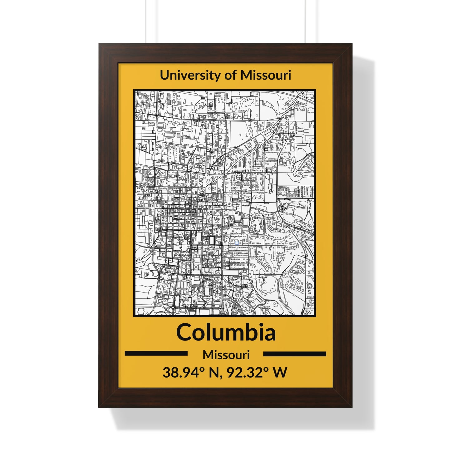 Map of Columbia, Missouri Poster (Team Colors)