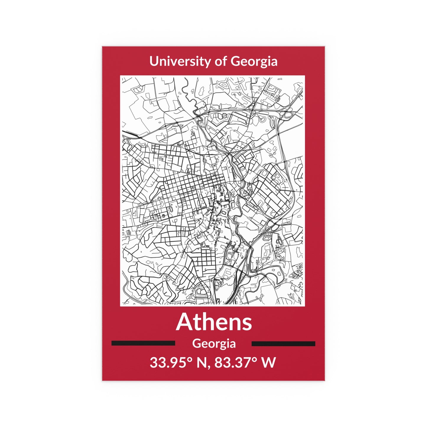 Map of Athens, Georgia Poster no Frame (Team Colors)