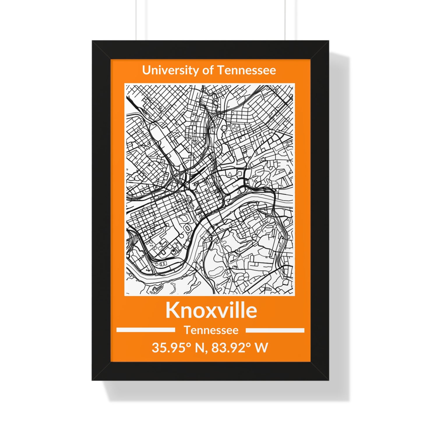 Map of Knoxville, Tennessee Poster (Team Colors)