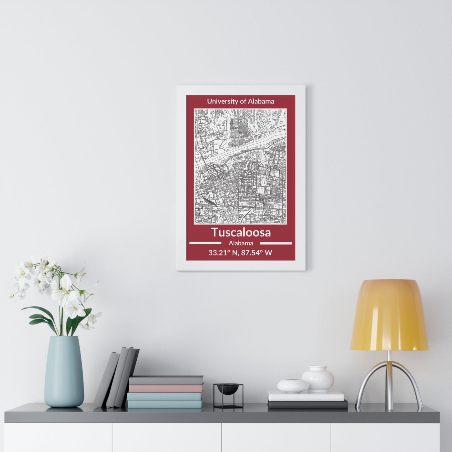 Map of Tuscaloosa, Alabama Poster (Team Colors)