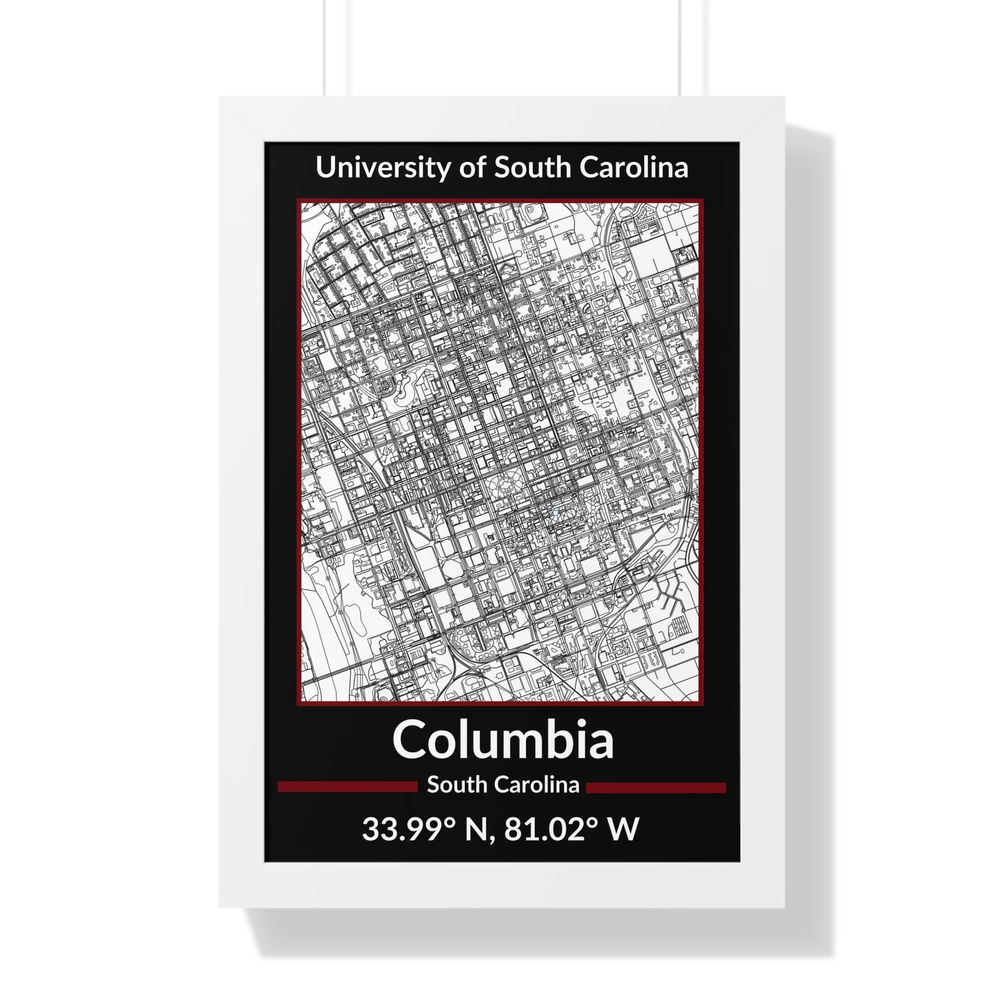 Map of Columbia, South Carolina Poster (Team Colors)