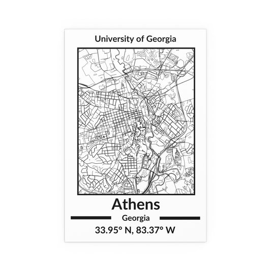 Map of Athens, Georgia Poster no Frame (Black and White)