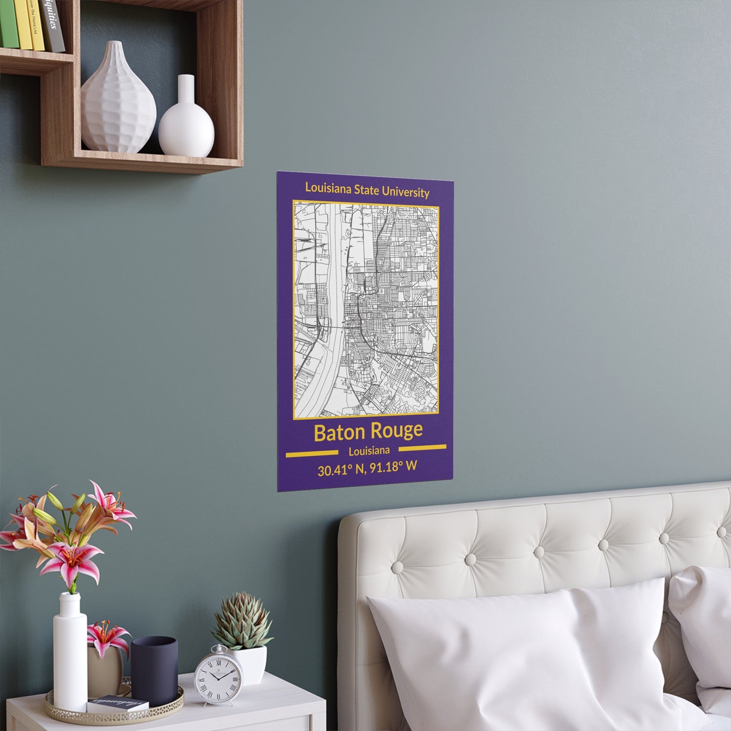 Map of Baton Rouge, Louisiana Poster no Frame (Team Colors)