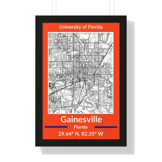 Map of Gainesville, Florida Poster (Team Colors)