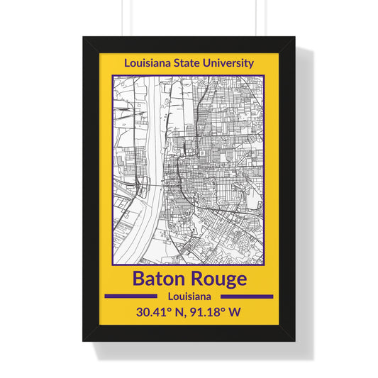 Map of Baton Rouge, Louisiana Poster (Team Colors)