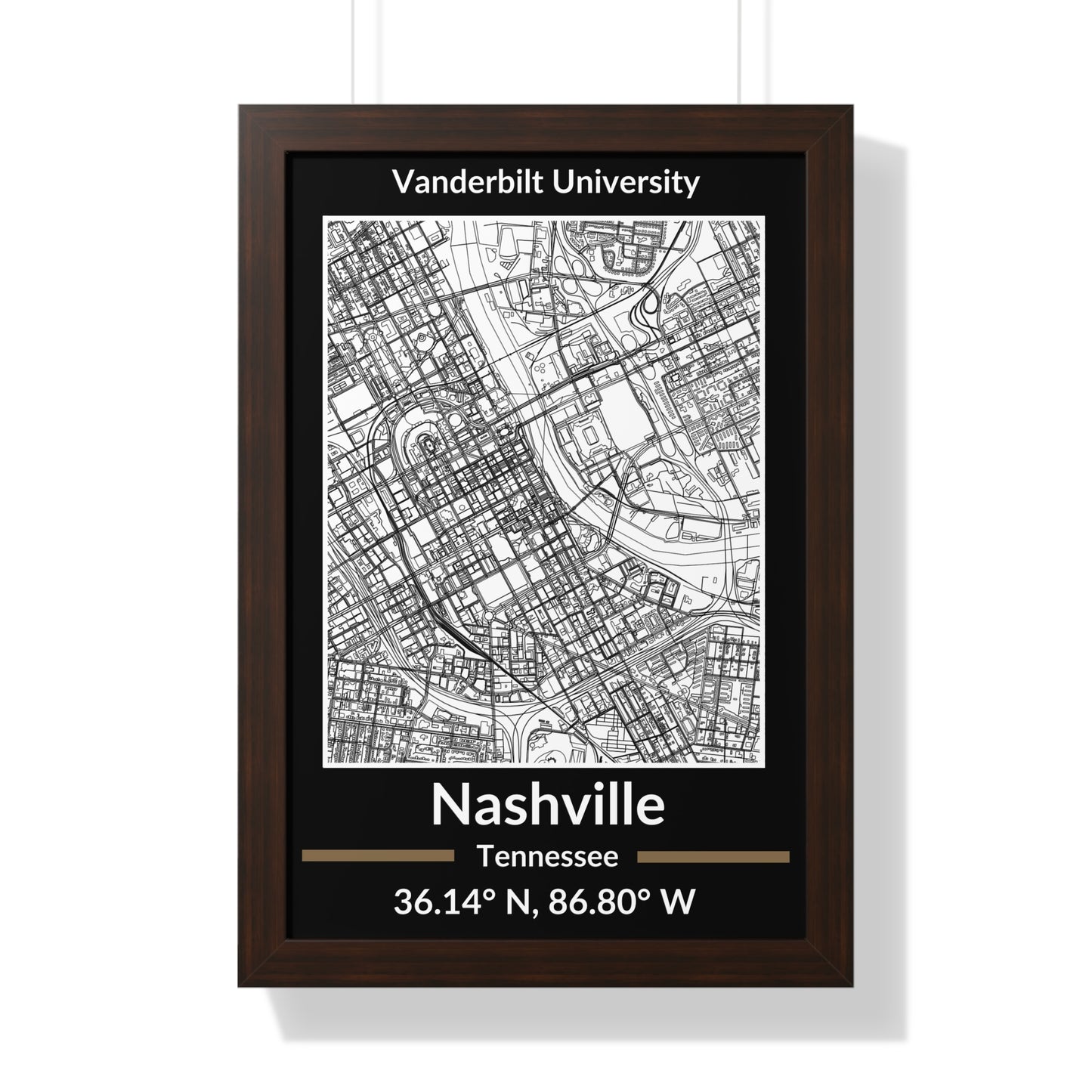 Map of Nashville, Tennessee Poster (Team Colors)