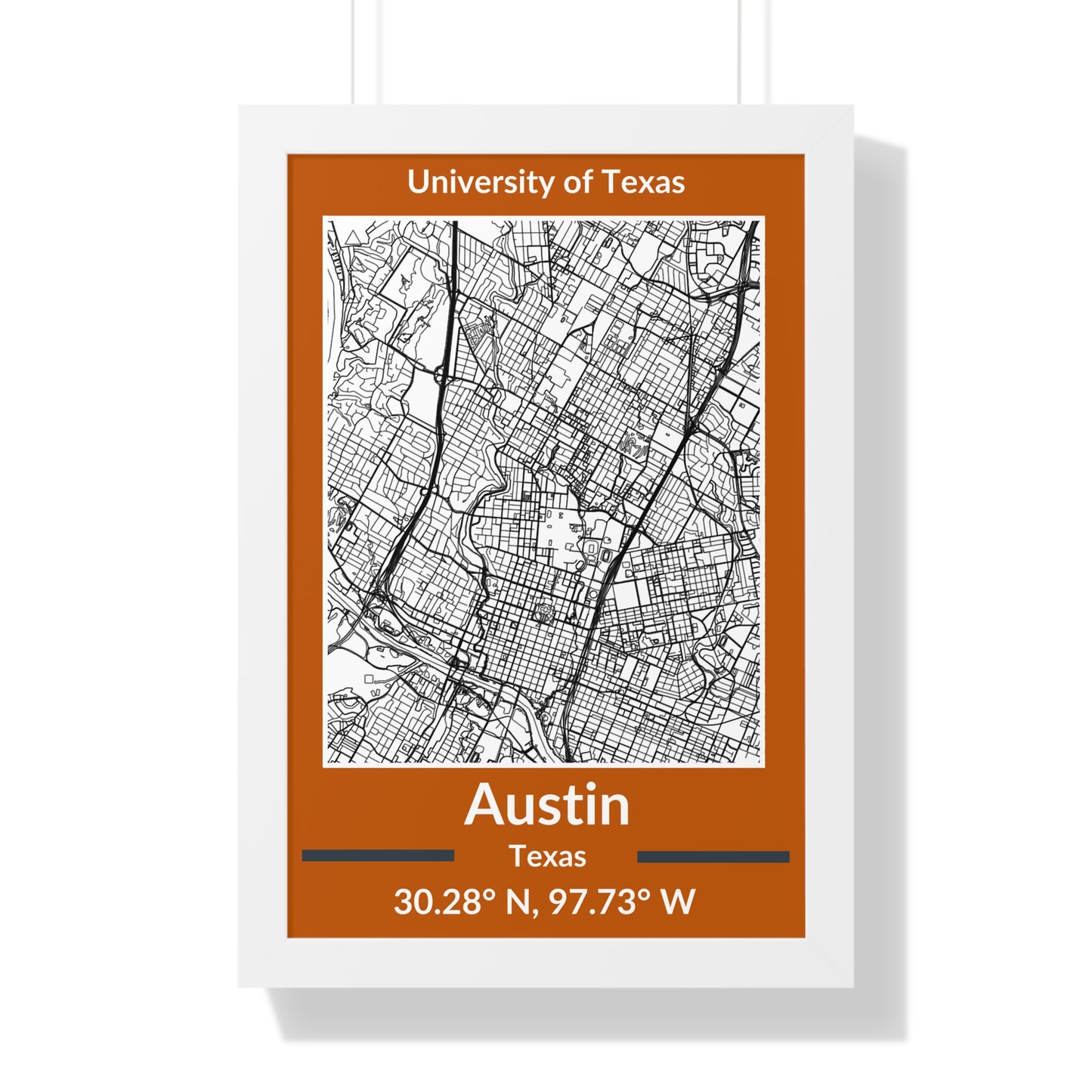 Map of Austin, Texas Poster (Team Colors)