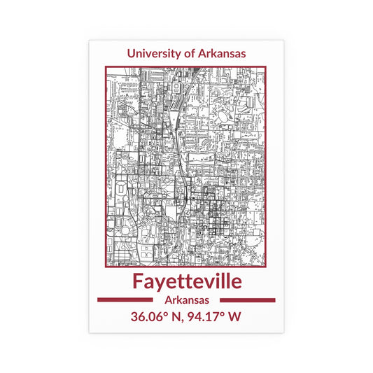 Map of Fayetteville, Arkansas Poster no Frame (Team Colors)