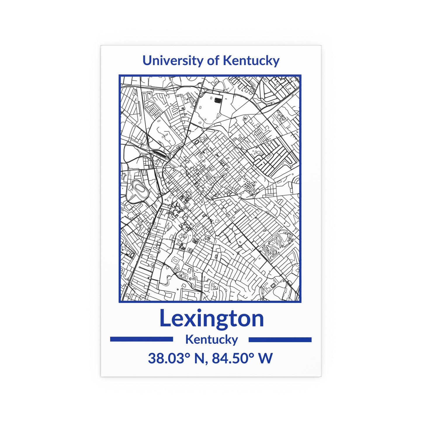 Map of Lexington, Kentucky Poster no Frame (Team Colors)