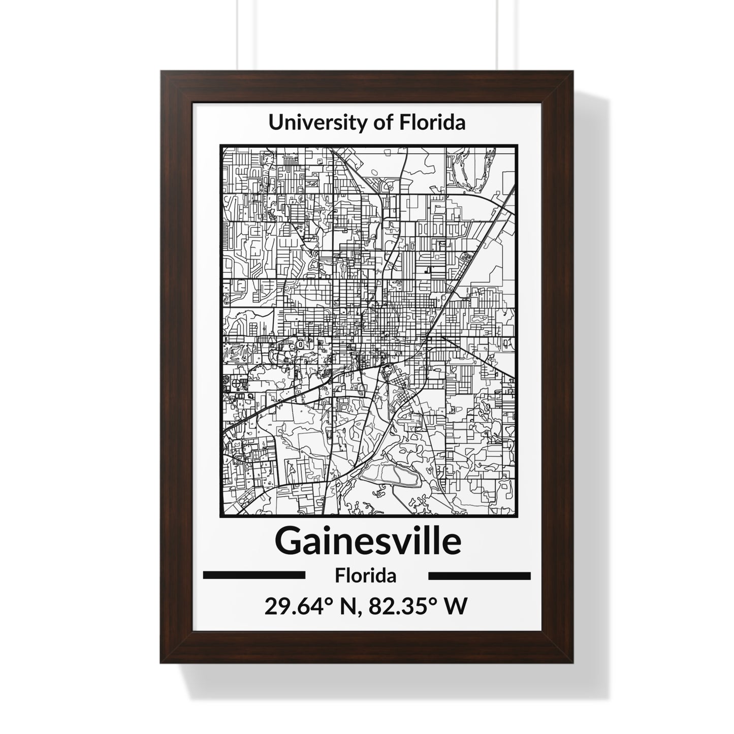 Map of Gainesville, Florida Poster (Black and White)