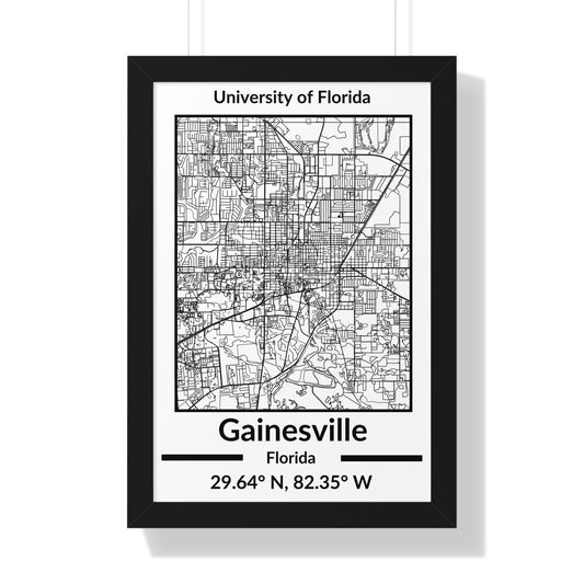 Map of Gainesville, Florida Poster (Black and White)