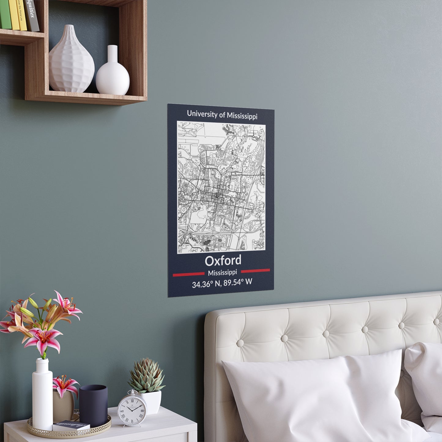 Map of Oxford, Mississippi Poster no Frame (Team Colors)