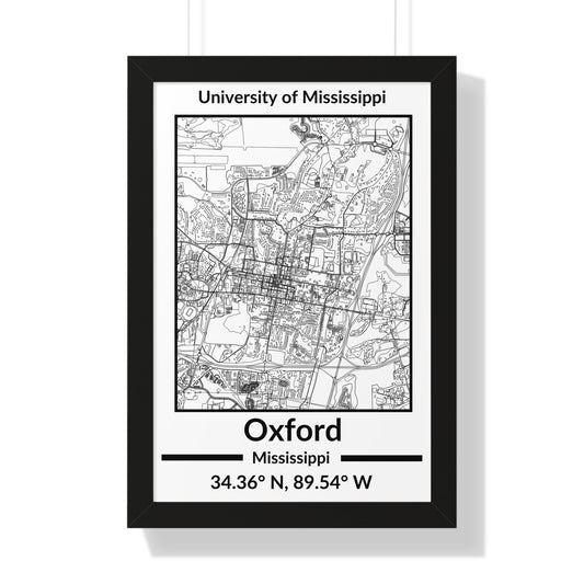 Map of Oxford, Mississippi Poster (Black and White)