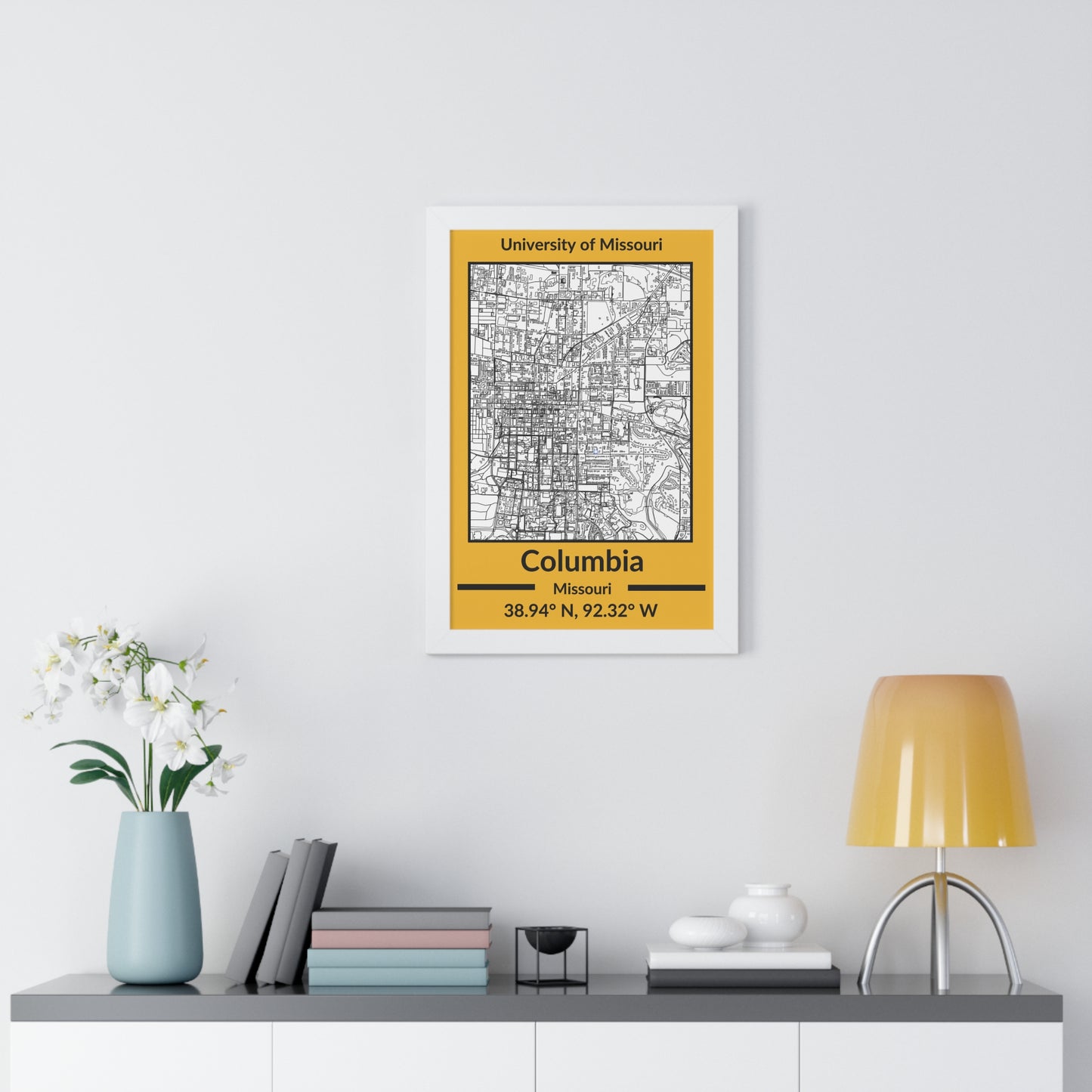 Map of Columbia, Missouri Poster (Team Colors)