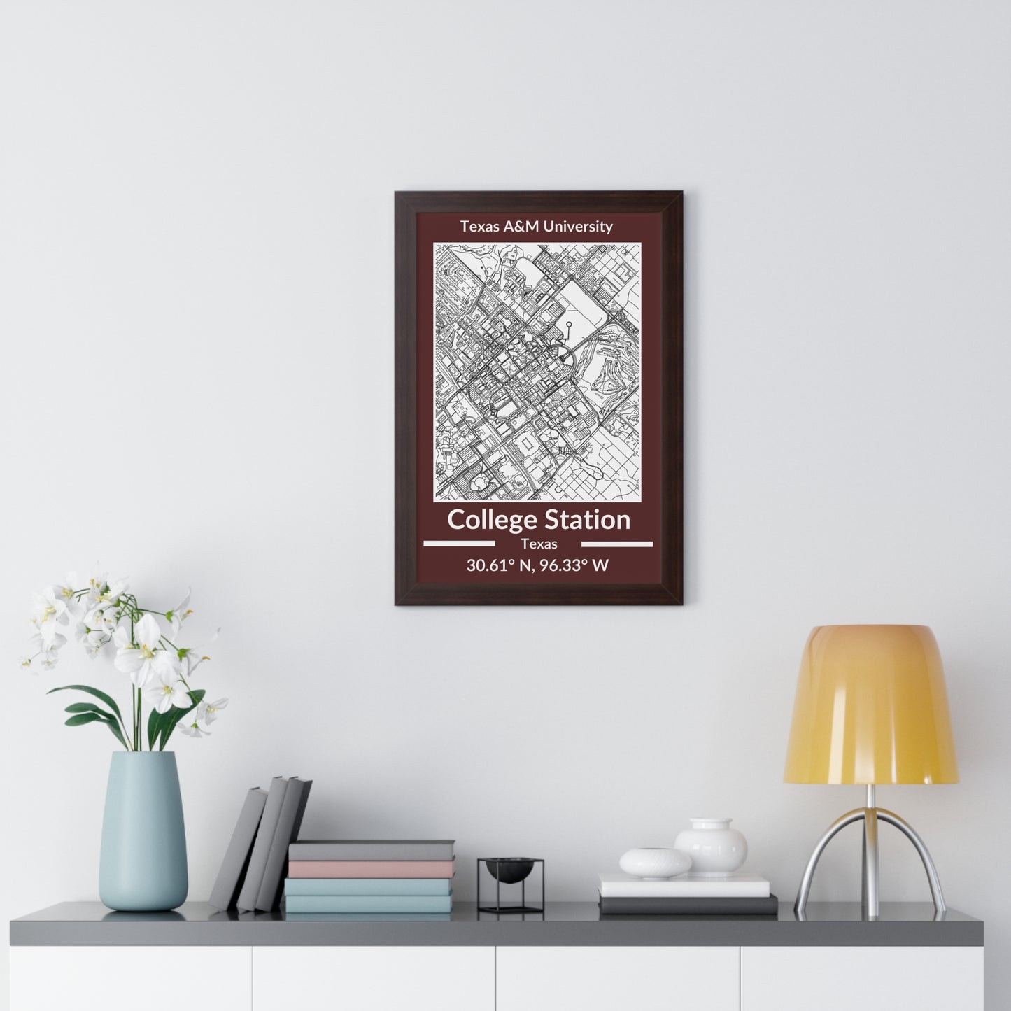 Map of College Station, Texas Poster (Team Colors)