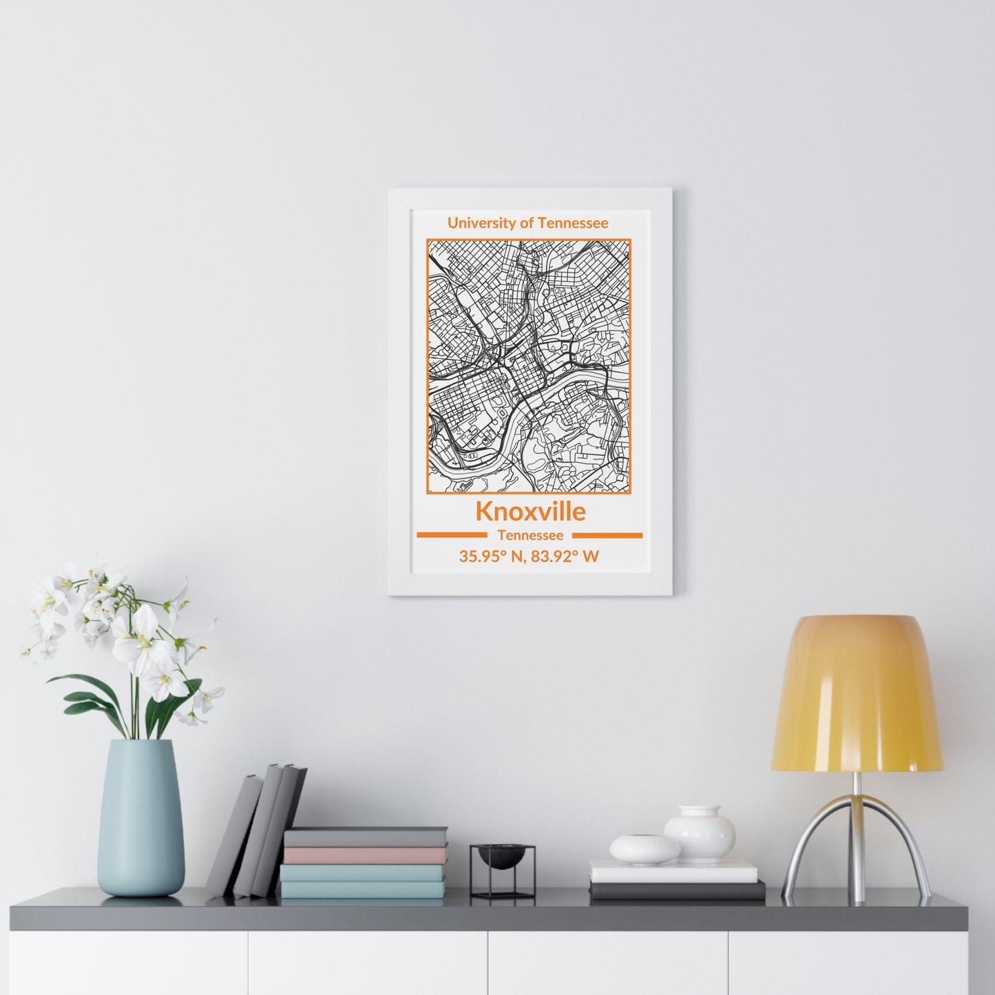 Map of Knoxville, Tennessee Poster (Team Colors)