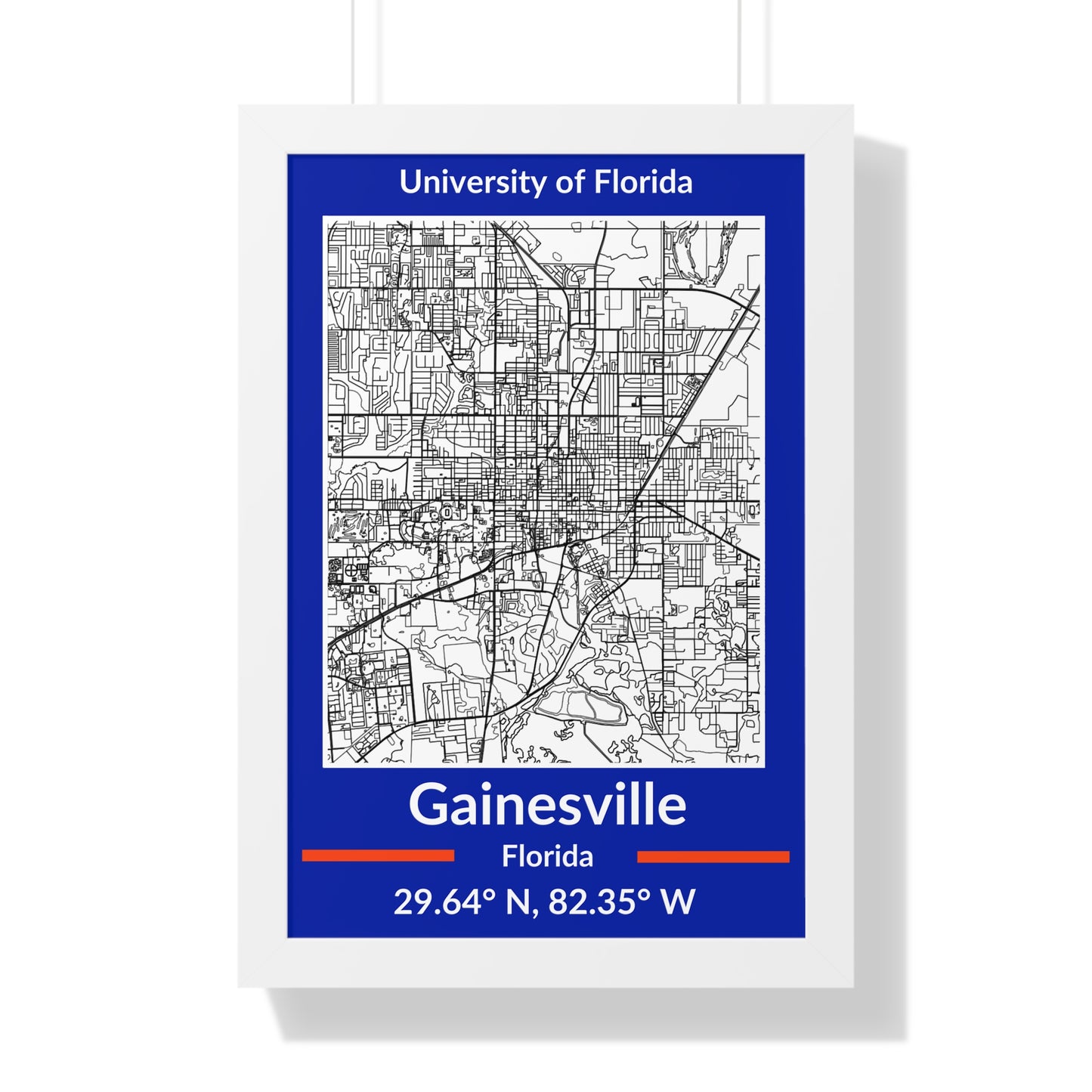 Map of Gainesville, Florida Poster (Black and White)