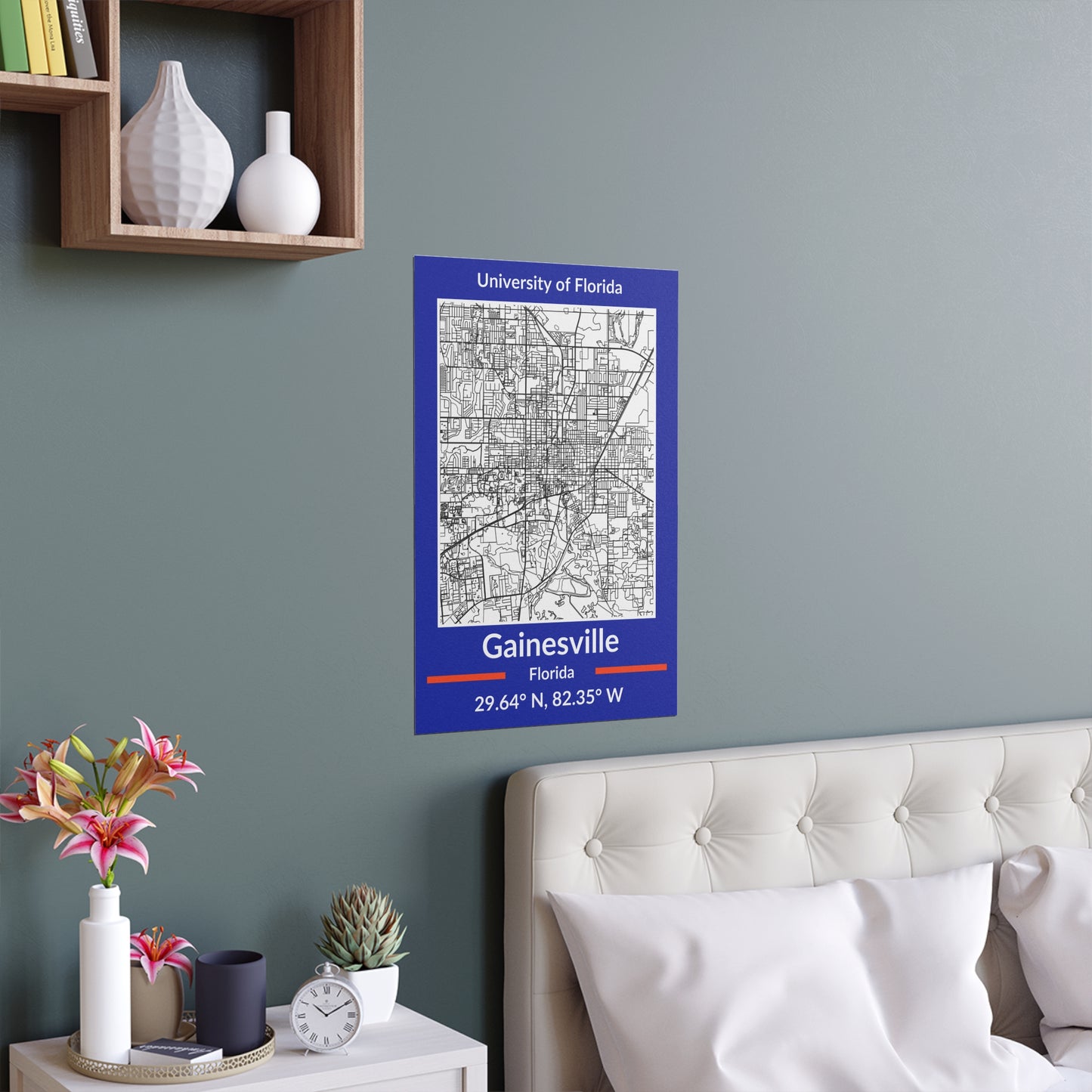 Map of Gainesville, Florida Poster no Frame (Team Colors)