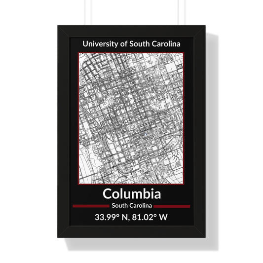 Map of Columbia, South Carolina Poster (Team Colors)