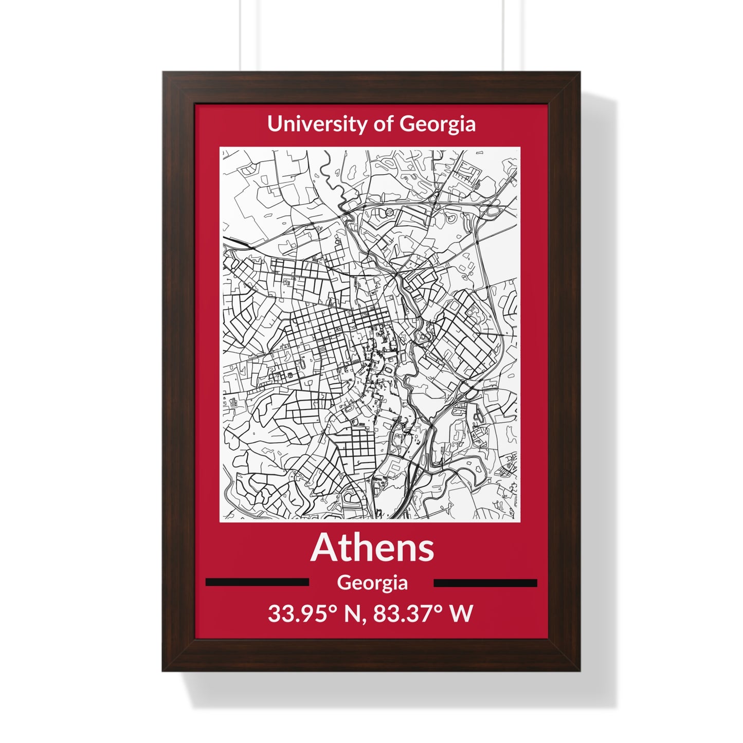 Map of Athens, Georgia Poster (Team Colors)