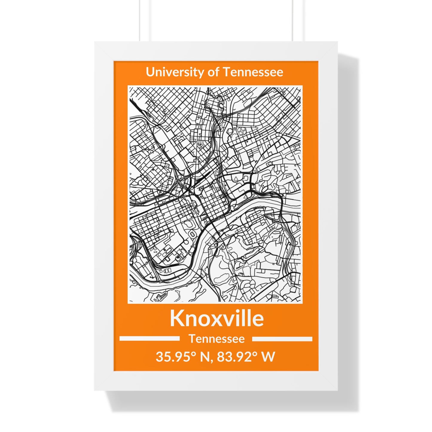 Map of Knoxville, Tennessee Poster (Team Colors)