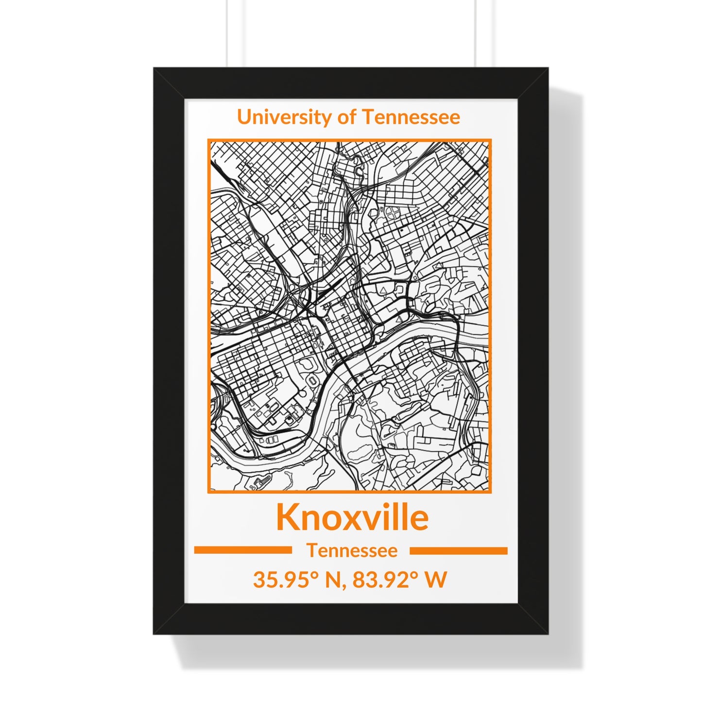 Map of Knoxville, Tennessee Poster (Team Colors)