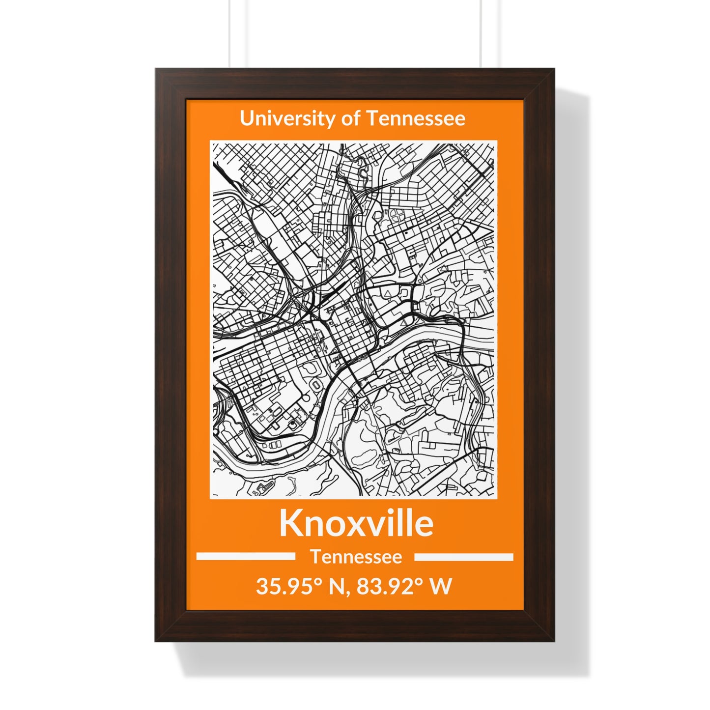 Map of Knoxville, Tennessee Poster (Team Colors)