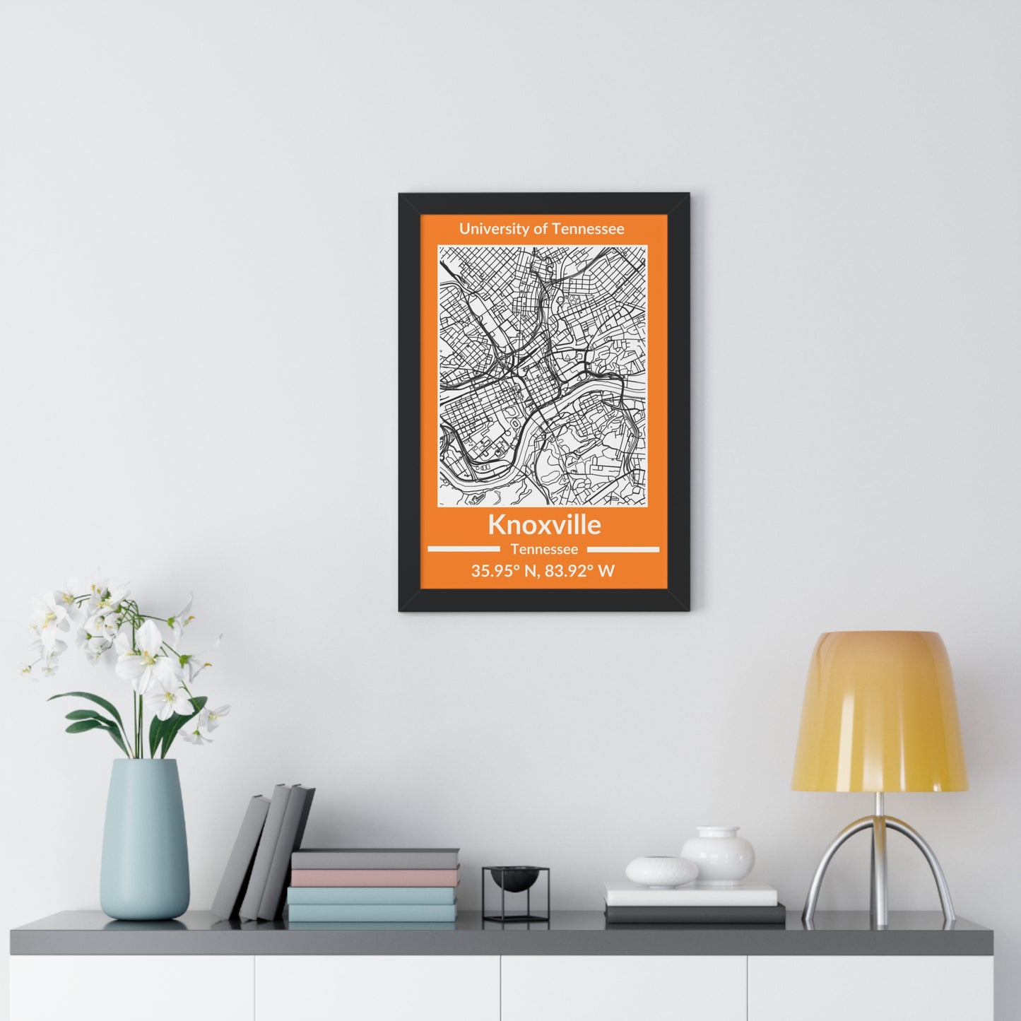 Map of Knoxville, Tennessee Poster (Team Colors)