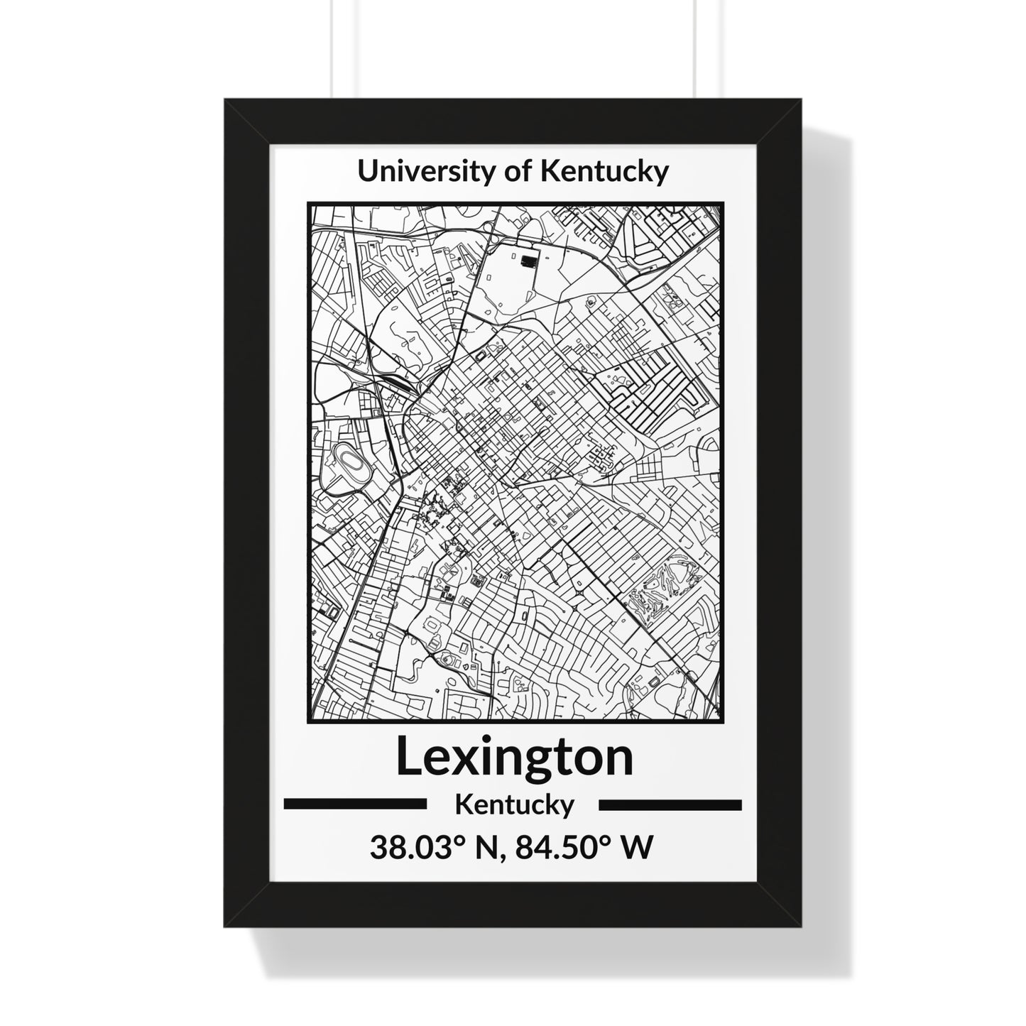 Map of Lexington, Kentucky Poster (Black and White)