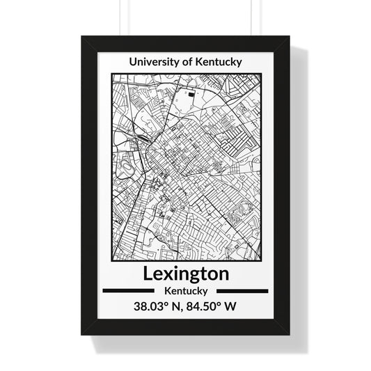 Map of Lexington, Kentucky Poster (Black and White)