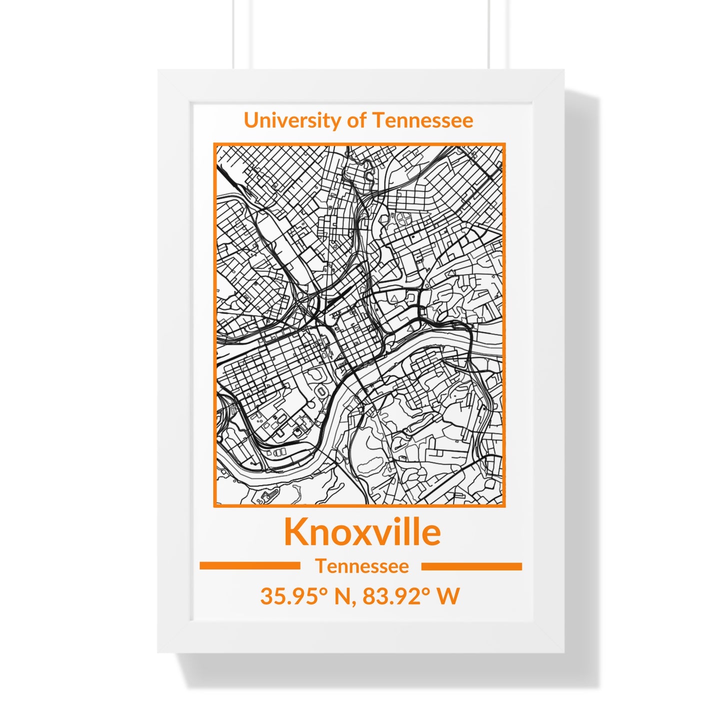 Map of Knoxville, Tennessee Poster (Team Colors)