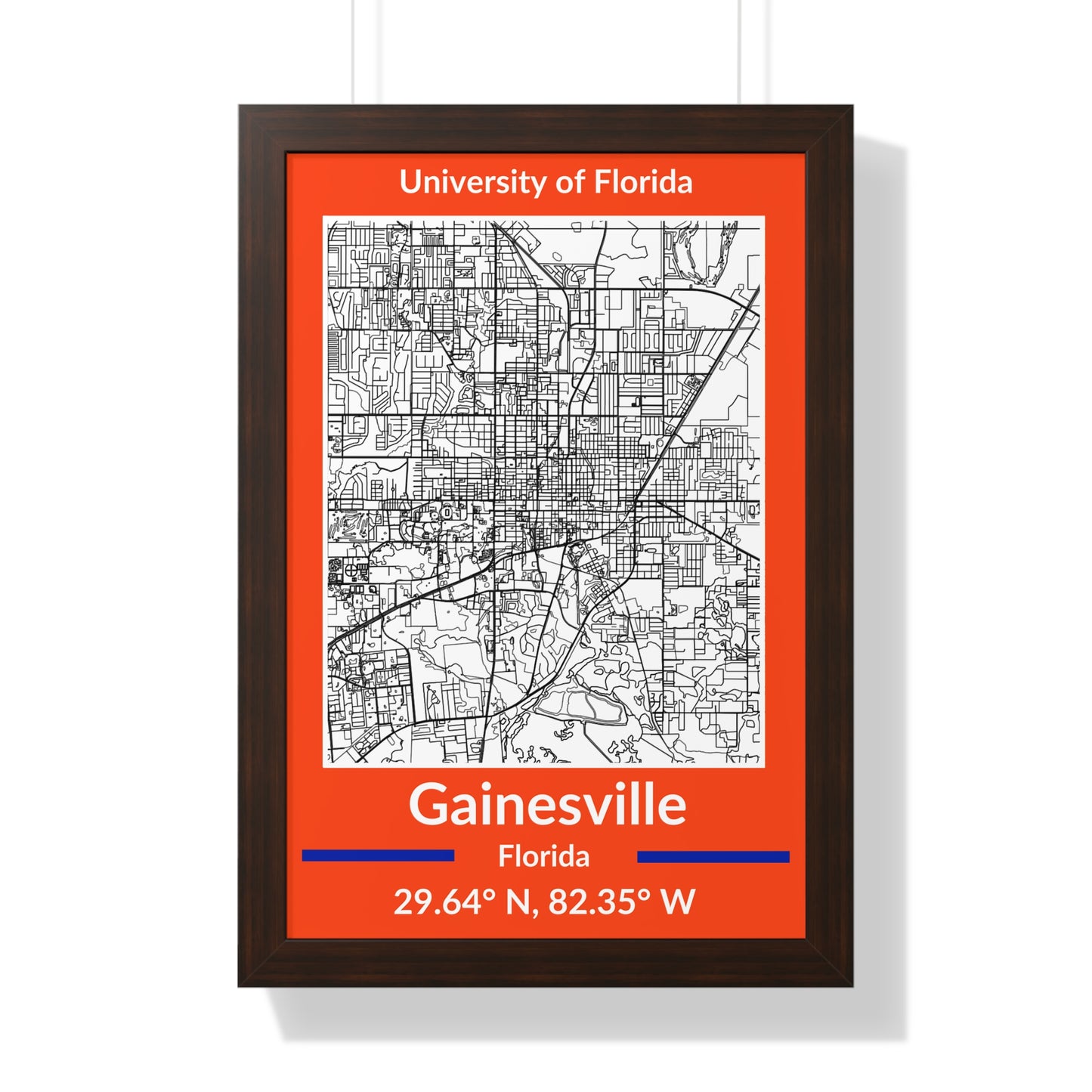 Map of Gainesville, Florida Poster (Team Colors)