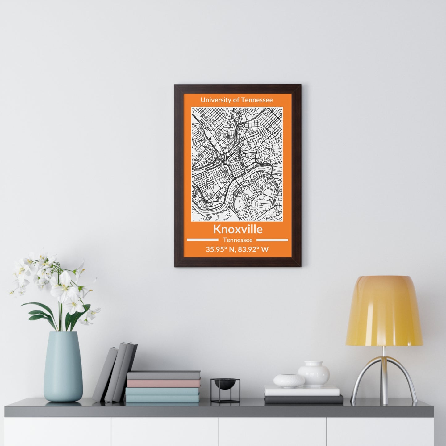 Map of Knoxville, Tennessee Poster (Team Colors)