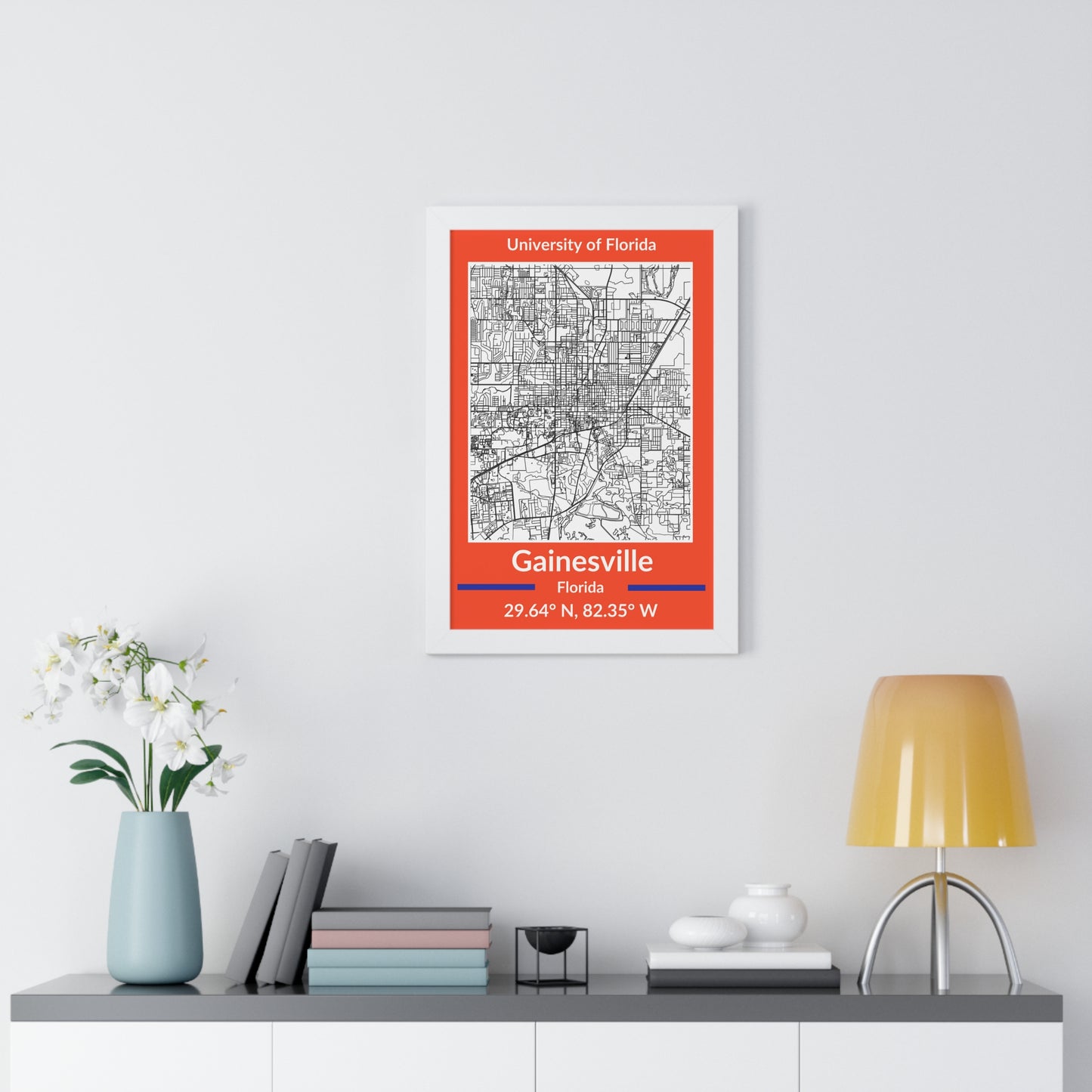 Map of Gainesville, Florida Poster (Team Colors)