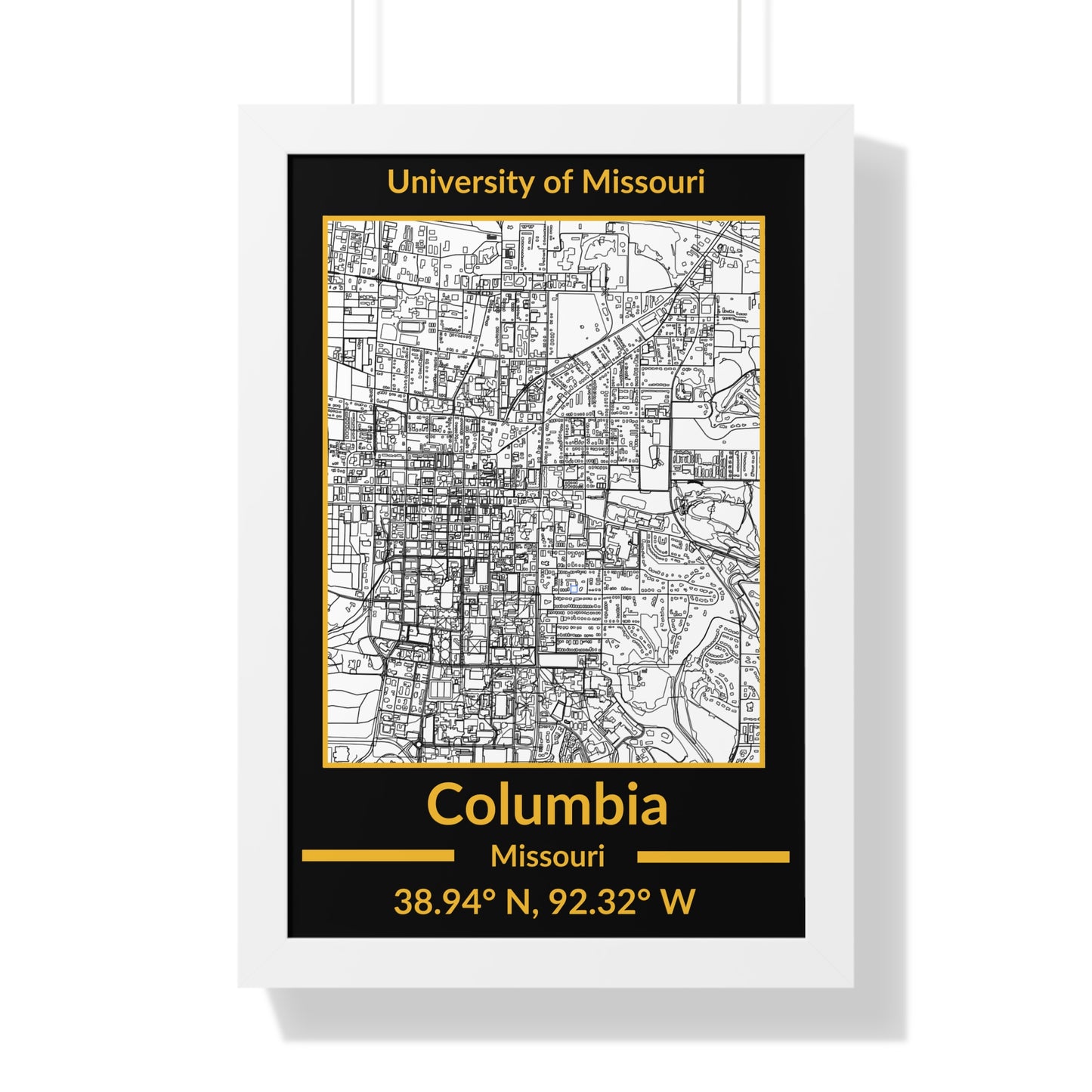 Map of Columbia, Missouri Poster (Team Colors)